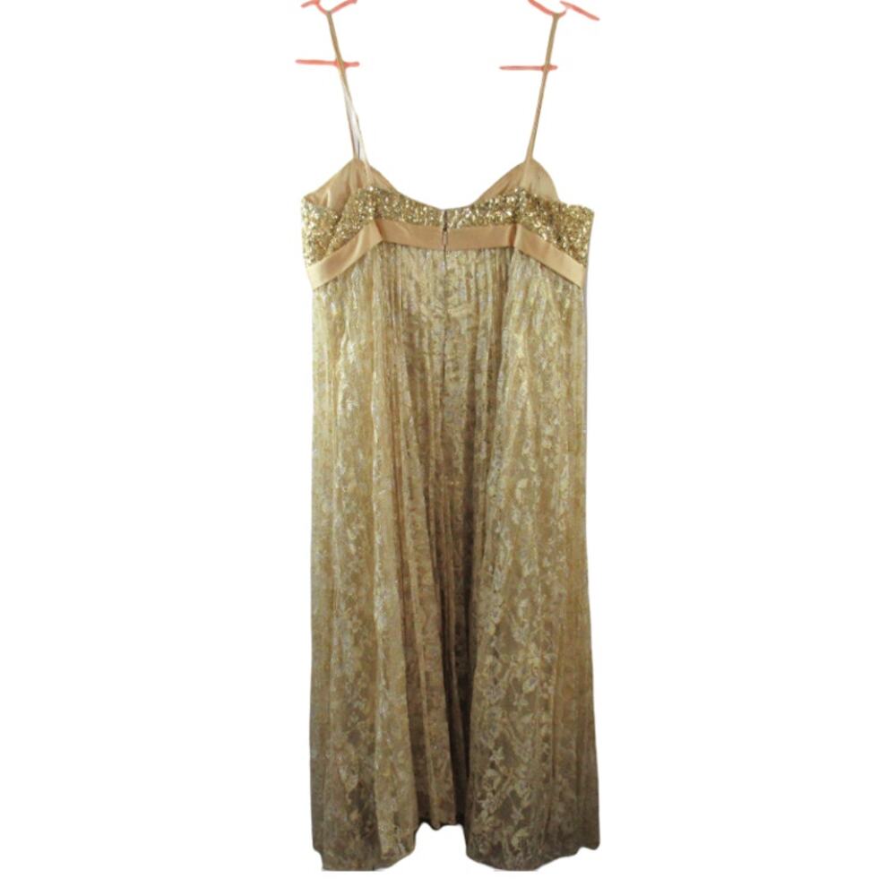 Women's Golden Strapless Dress with Bow - Picture 2 of 3